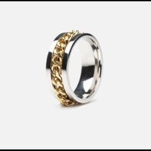 Silver and gold tone chain ring